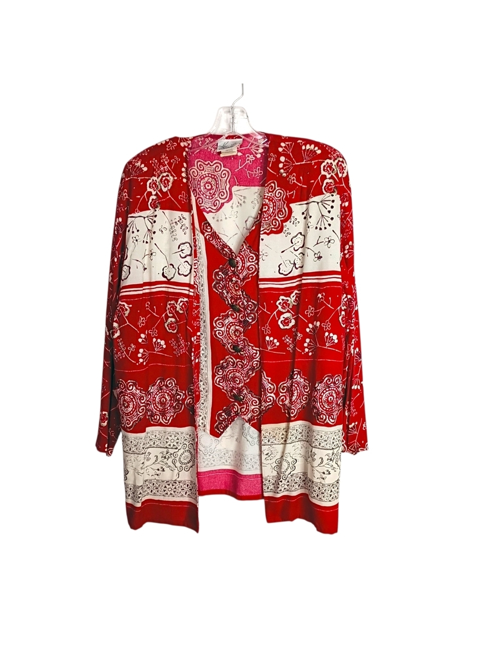 Kathie Lee - Vintage Red & White Bandana Print Open Shirt - 16